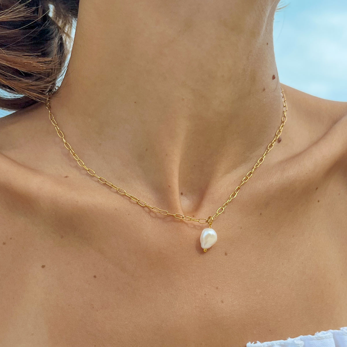 Freshwater Pearl Golden Necklace