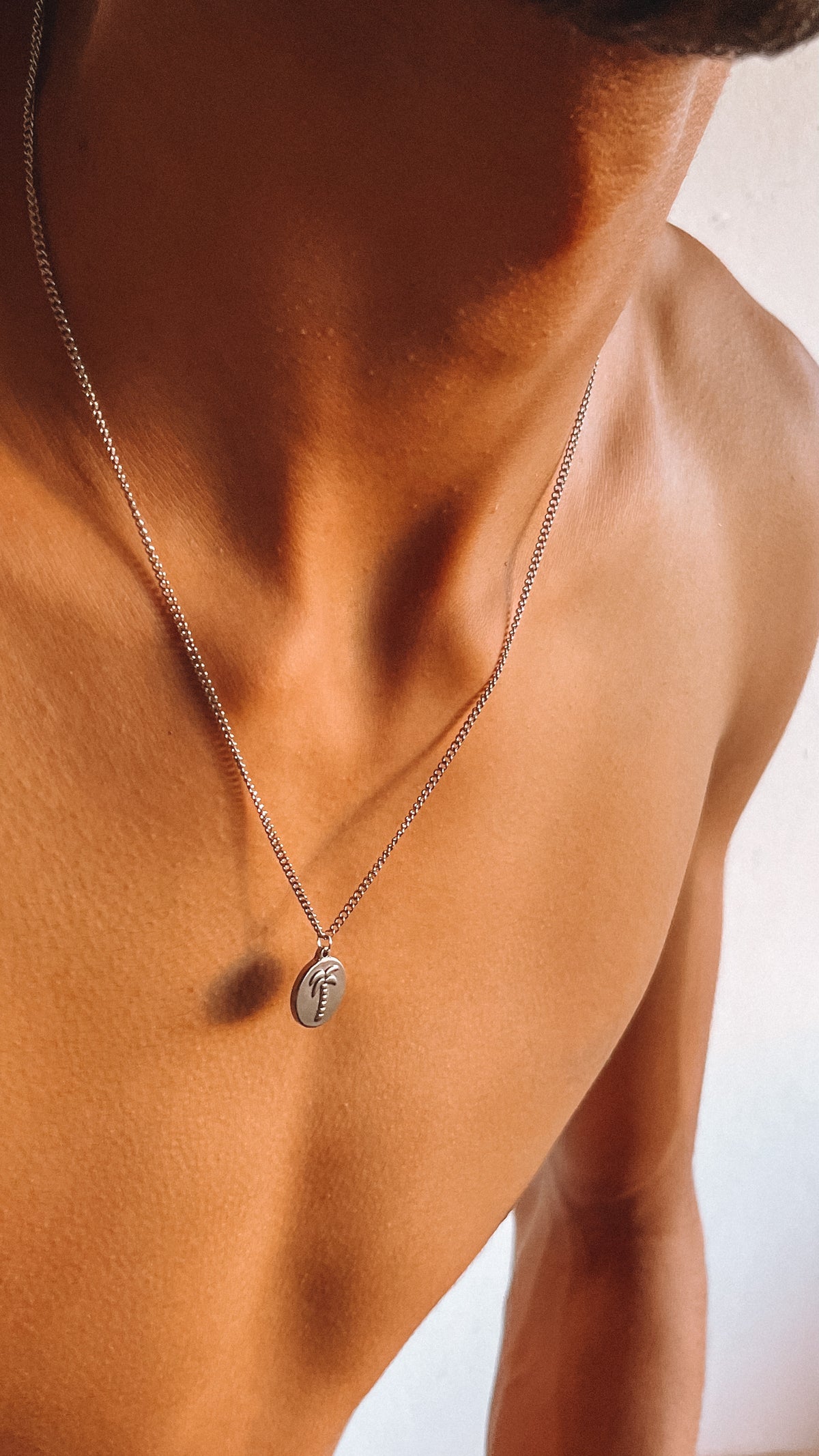 Palm tree silver necklace NowMen