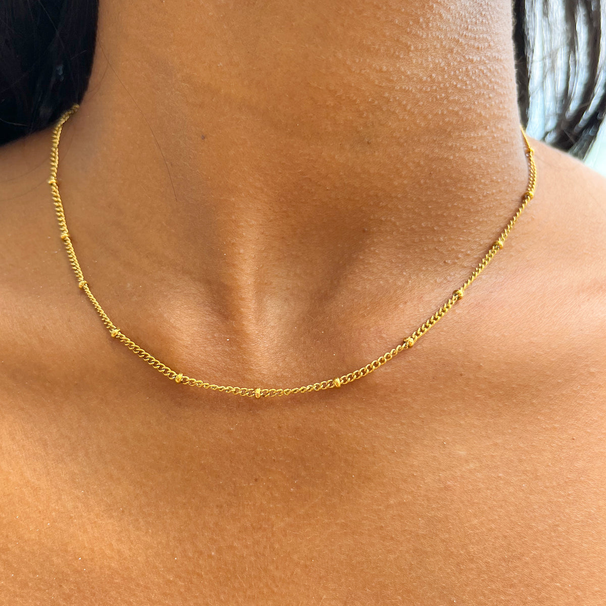 Golden beaded necklace