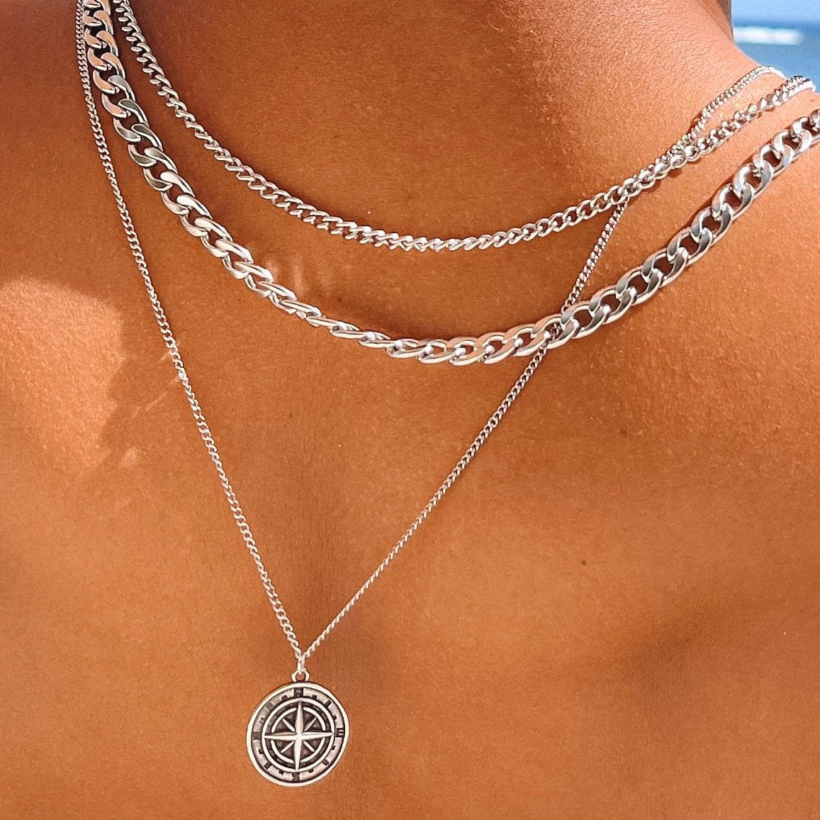 Compass silver necklace NowMen