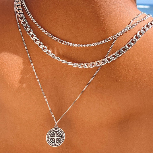 Compass silver necklace NowMen