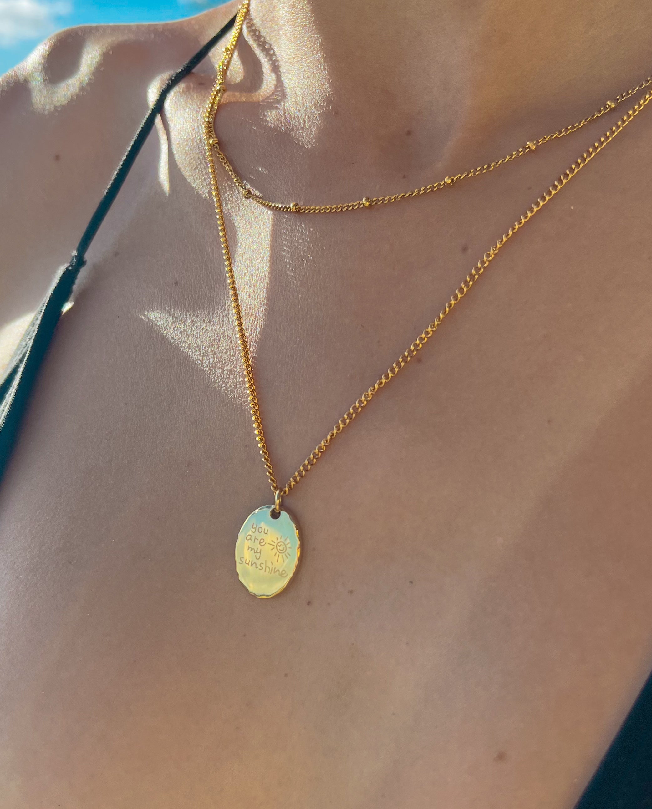 You are my sunshine golden necklace