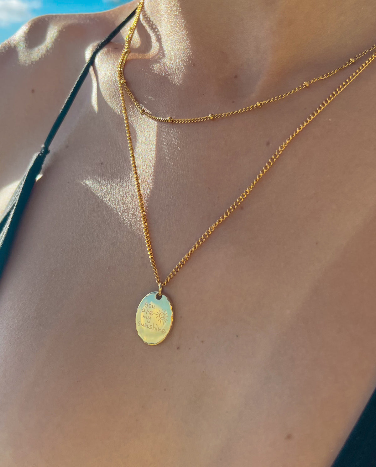 You are my sunshine golden necklace